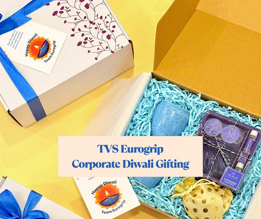Customised corporate Diwali gift hampers created by Jadoo Magic for TVS Eurogrip