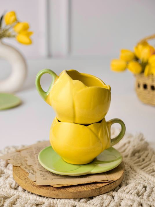 Tulip Cup & Leaf Saucer Set