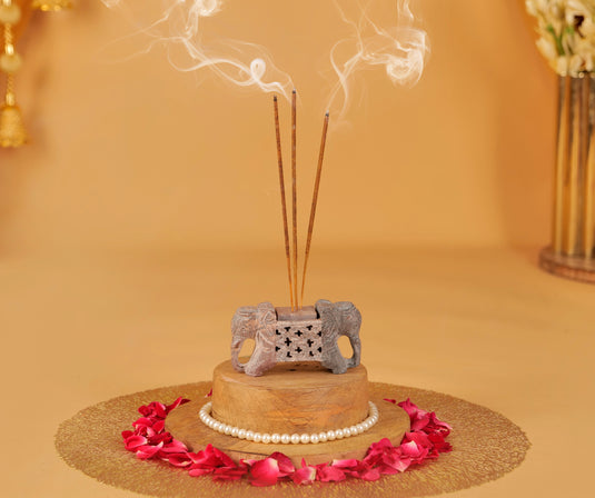 Hand Crafted Elephant Incense cum Stick Holder