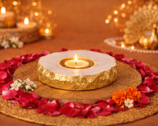 Marble Gold Foiled Tea Light Holder