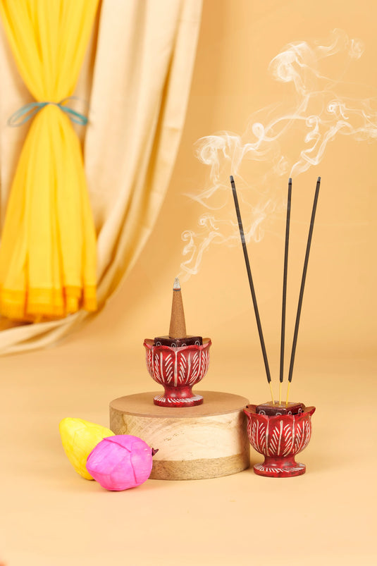 Red Lotus Incense cum Stick Holder