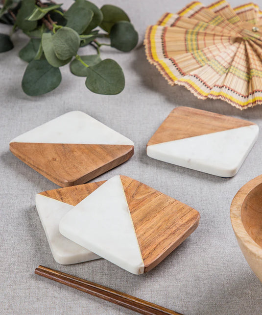 Linea Marble Wood Coasters