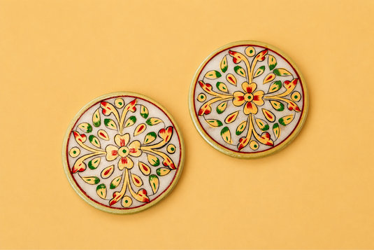 Gulzar Hand-Painted Marble Coaster Set