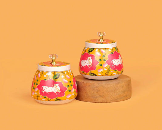 Gaukamal Pichwai Jar Set