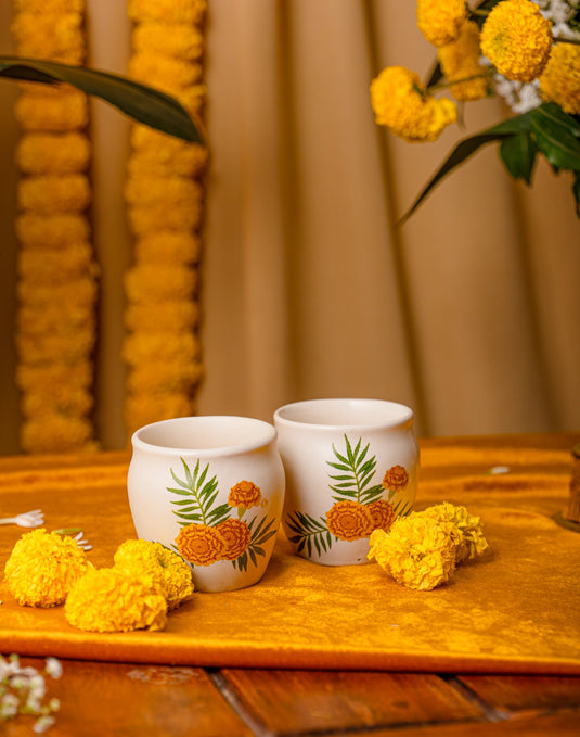 Marigold Ceramic Kulhad (Set of 2)