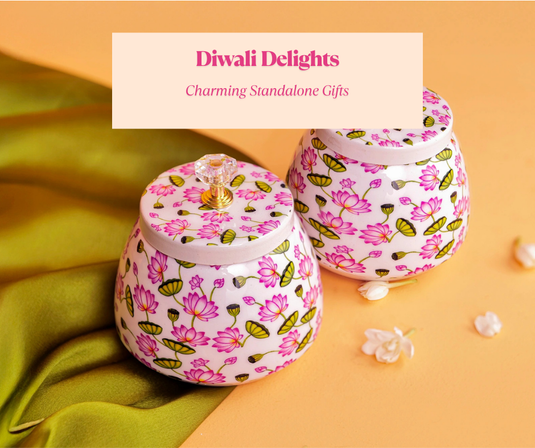 pichwai jars with lotus flowers on then for dry fruits , decor 