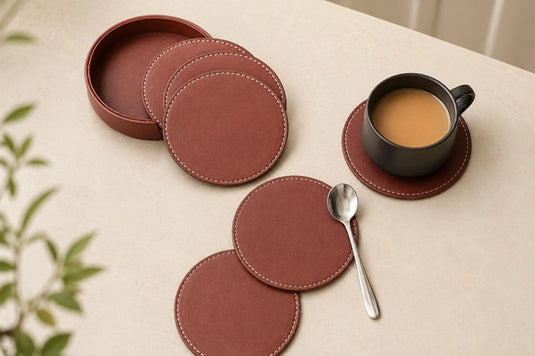 Vegan Leather Coaster Set