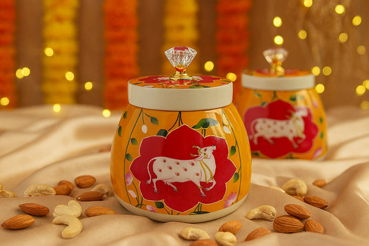 Gaukamal Pichwai Jar Set